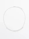 Massimo Dutti Necklace With Zirconia Detail In Silver
