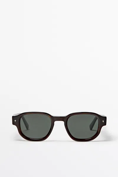 Massimo Dutti Occhiali Da Sole Arrotondati In Marrone