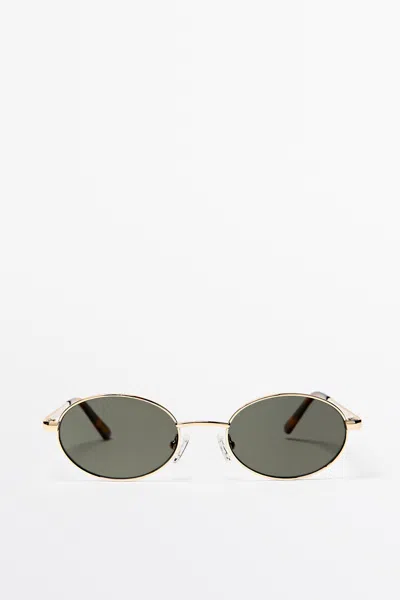Massimo Dutti Occhiali Da Sole Ovali In Metallo In Dorato