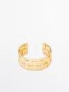 Massimo Dutti Open Rigid Plaited Bracelet In Golden
