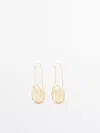 Massimo Dutti Rhinestone-encrusted Droplet Earrings In Golden