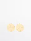Massimo Dutti Earrings With Textured Piece Detail In Golden