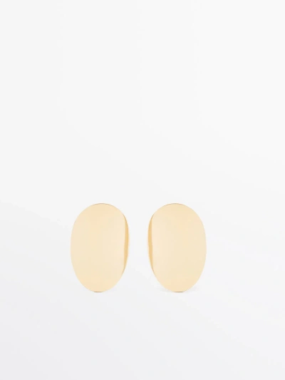 Massimo Dutti Oval Earrings In Golden