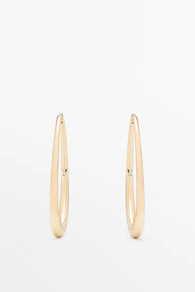 Massimo Dutti Oval Hoop Earrings In Golden