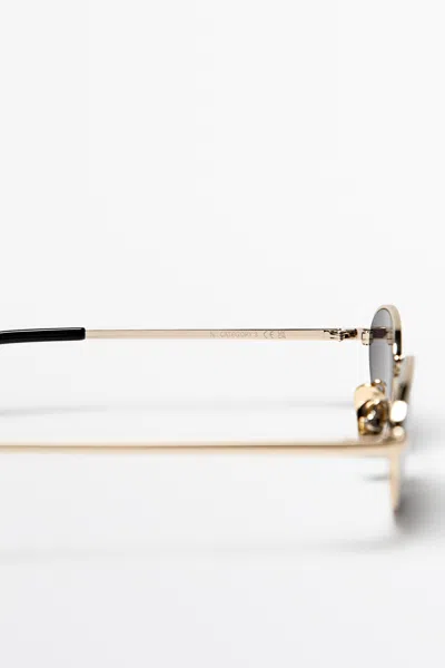 Massimo Dutti Oval Metal Sunglasses In Gold