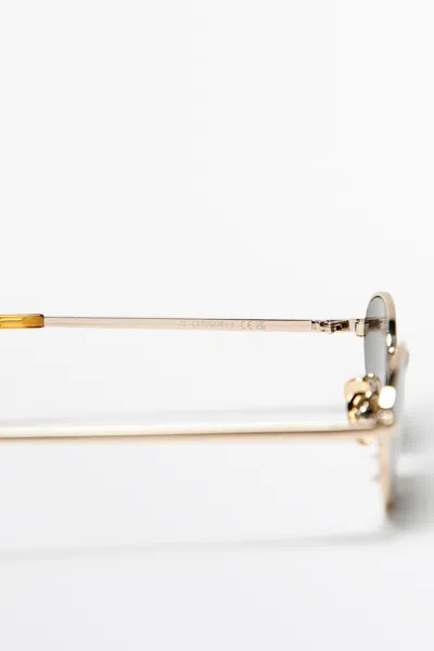 Massimo Dutti Oval Metal Sunglasses In White