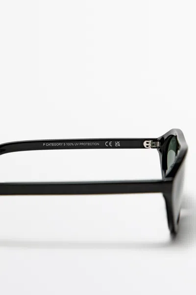 Massimo Dutti Oval Sunglasses In Black