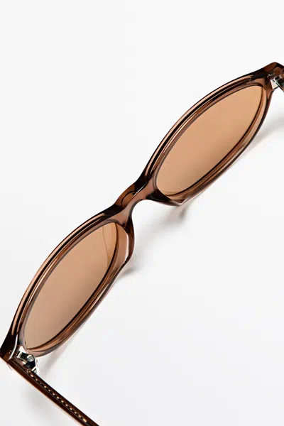 Massimo Dutti Oval Sunglasses In Brown