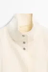 Massimo Dutti Oversize Bomber Jacket With Snap Buttons In Neutral