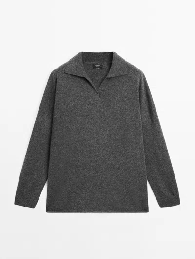 Massimo Dutti Oversize Cashmere Knit Sweater In Gray