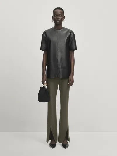 Massimo Dutti Oversize-lederoberteil In Schwarz