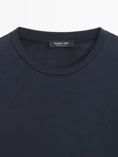 Massimo Dutti Oversize Short Sleeve Cotton T In Blue