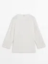 Massimo Dutti Oversized Knit Sweater With Zip Detail In White