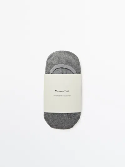 Massimo Dutti Pack Of 3 Pairs Of No-show Cotton Blend Socks In Charcoal