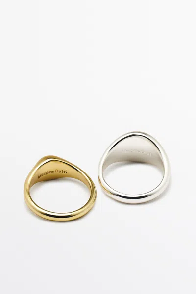 Massimo Dutti Pack Of Rounded Rings In Gold