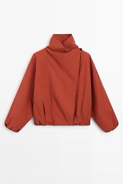Massimo Dutti Bomber Imbottito Con Bottone Laterale In Brown