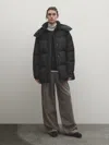 Massimo Dutti Padded Technical Jacket With Down And Feather Filling In Black