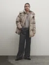 Massimo Dutti Padded Technical Jacket With Down And Feather Filling In Maulwurfsgrau
