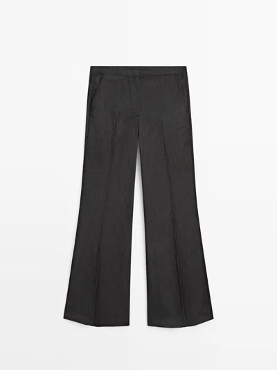 Massimo Dutti Pantalón Acampanado Fit In Black