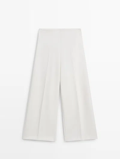Massimo Dutti Pantalón Ancho Volumen In White