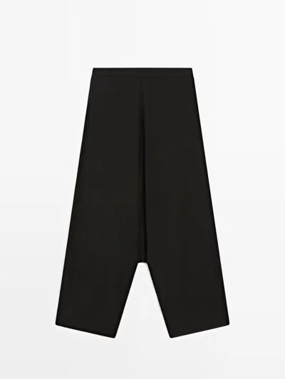 Massimo Dutti Pantalón Baggy Fluido In Black