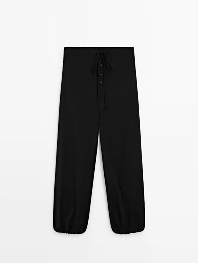 Massimo Dutti Pantalón Bombacho Lazada Lana In Black