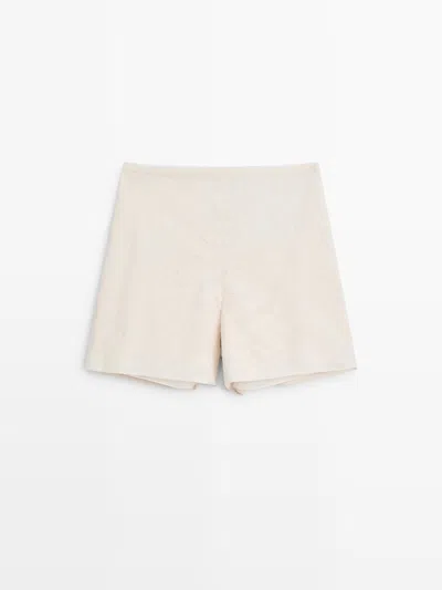 Massimo Dutti Pantalón Corto Detalle Tejido In Neutral