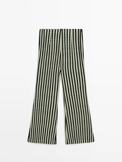 Massimo Dutti Pantalón De Rayas Acampanado In Multi