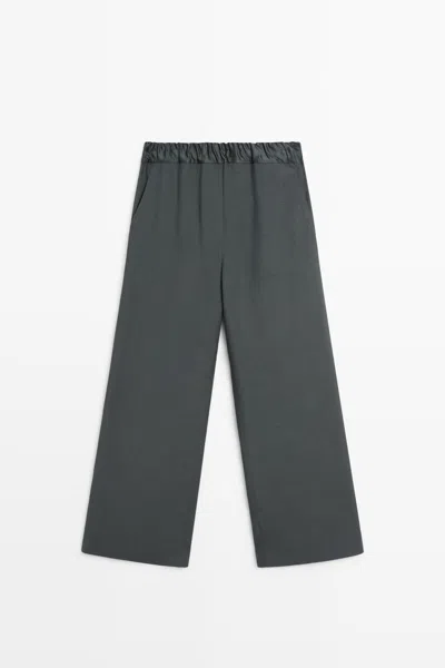 Massimo Dutti Pantalón Detalle Goma Total Look In Gray