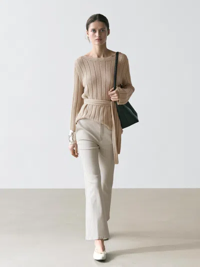 Massimo Dutti Pantalon Flare Taille Moyenne Enduit