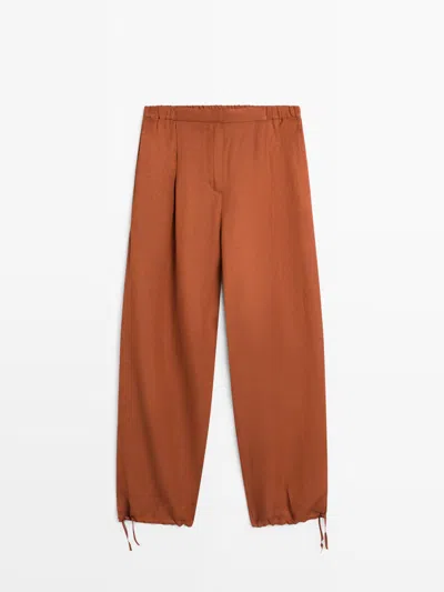 Massimo Dutti Pantalón Fluido Detalle Lazada In Multi