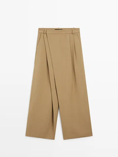 Massimo Dutti Pantalón Fluido Pareo In Brown