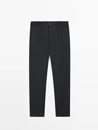 Massimo Dutti Pantalón Jogger Fit Rayas In Blue