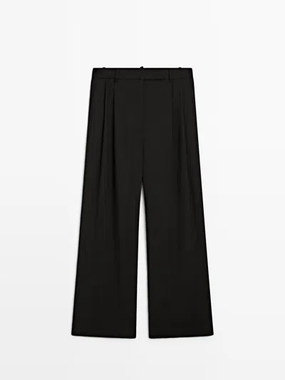 Massimo Dutti Pantalón Rayas Pinzas In Black
