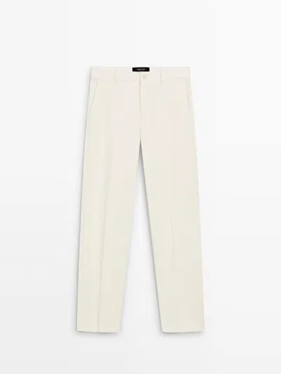 Massimo Dutti Pantalón Recto Fluido In Neutral