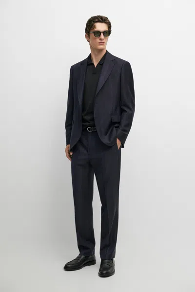 Massimo Dutti Pantalon Tailleur À Chevrons In Bleu Marine