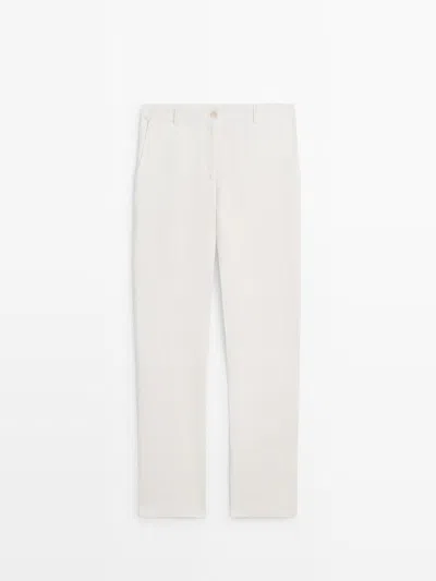 Massimo Dutti Pantalón Traje Lino In Neutral