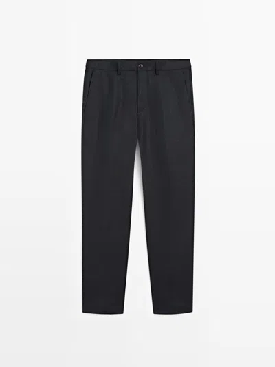 Massimo Dutti Pantalón Traje Lino In Blue