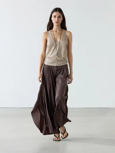 Massimo Dutti Pantaloni Ampi Con Pieghe E Spacchi Laterali In Brown
