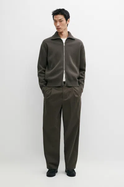 Massimo Dutti Pantaloni Barrel Fit Con Pinces In Yellow