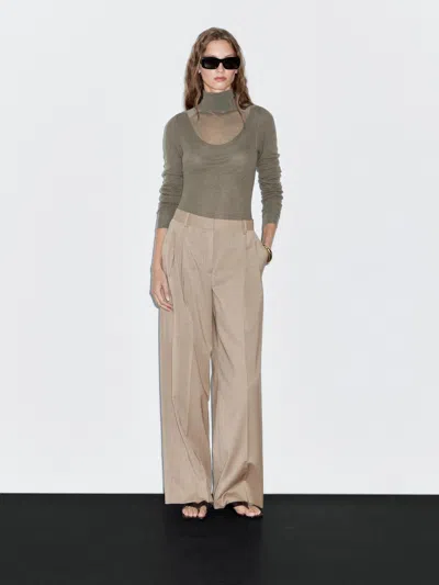 Massimo Dutti Pantaloni Con Pince In Lana In Nude