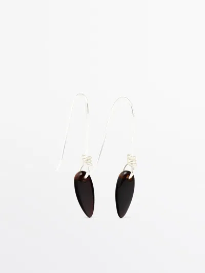 Massimo Dutti Pendiente Péndulo Piedra In Black