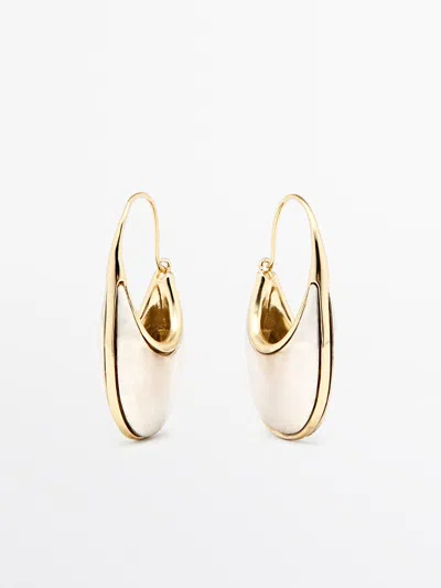 Massimo Dutti Pendientes Anilla Combinada In Silver
