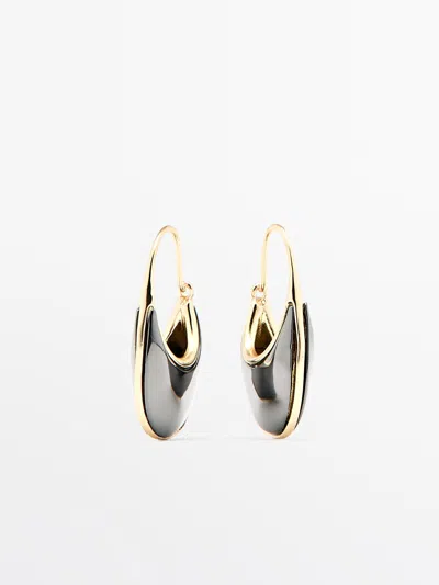 Massimo Dutti Pendientes Anilla Piedra In Black