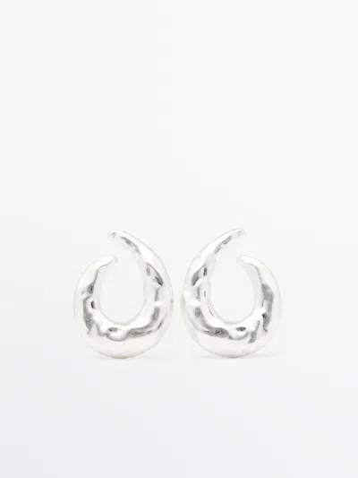 Massimo Dutti Pendientes Aro Textura In Silver