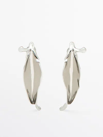 Massimo Dutti Pendientes Hojas Irregular In Silver
