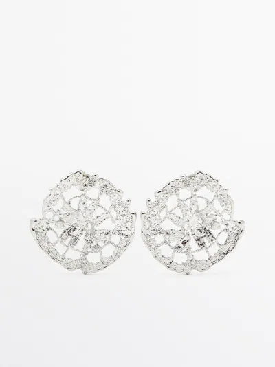 Massimo Dutti Pendientes Textura In Silver