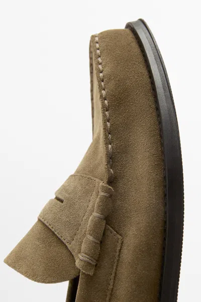Massimo Dutti Penny Loafers In Brown