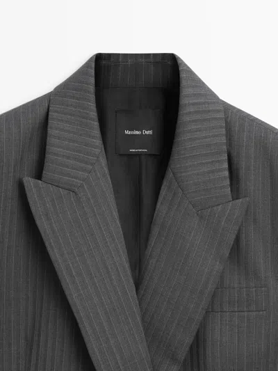 Massimo Dutti Pinstripe Cool Wool Blend Suit Blazer In Gray