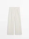 Massimo Dutti Pinstriped Suit Trousers In Cream